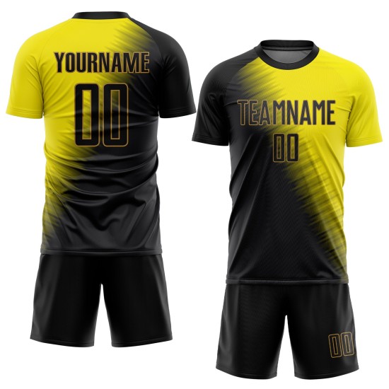 Uniforme de fútbol negro y dorado antiguo, sublimación dorada, personalizado