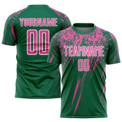 Camiseta de fútbol sublimada verde rosa y blanca personalizada Kelly