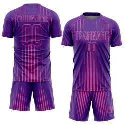 Camiseta personalizada de sublimación con líneas de uniforme de fútbol morado y rosa
