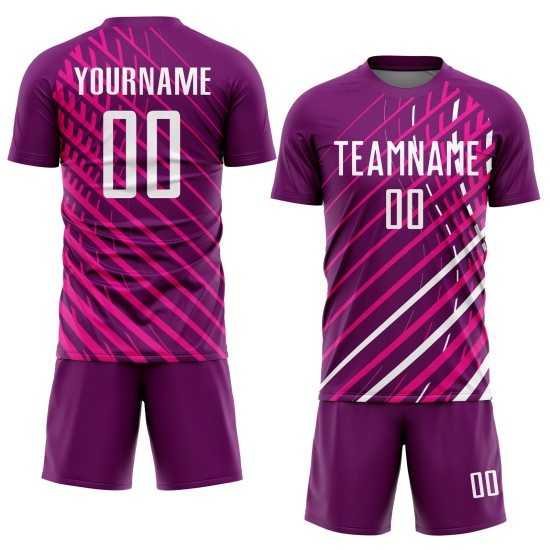 Uniforme personalizado de fútbol rosa sublimado blanco-carmesí