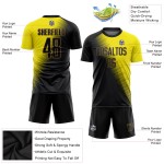 Uniforme de fútbol negro y dorado antiguo, sublimación dorada, personalizado