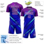 Uniforme personalizado de sublimación de fútbol morado y blanco de Jersey Lines Royal