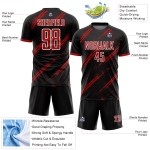 Uniforme de fútbol sublimado personalizado, camiseta negra, roja y blanca