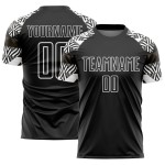 Camiseta personalizada con patrón geométrico negro, uniforme de fútbol de cebra, sublimación, blanco y negro