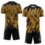 Camiseta de fútbol antigua personalizada con sublimación dorada, color negro