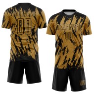 Camiseta de fútbol antigua personalizada con sublimación dorada, color negro