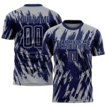 Camiseta gris sublimada personalizada azul marino uniforme de fútbol