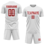 Camiseta de fútbol personalizada de sublimación, uniforme rojo y blanco
