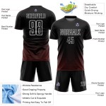 Camiseta de fútbol geométrica personalizada, líneas uniforme, sublimación negra, rojo y blanco Camiseta de fútbol geométrica personalizada, líneas uniforme, sublimación negra, rojo y blanco