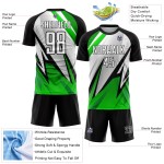 Uniforme de fútbol negro personalizado, camiseta blanca y verde Aurora sublimada