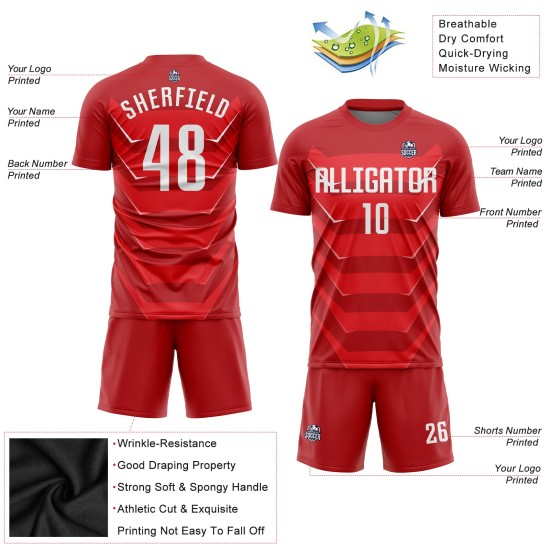 Uniforme personalizado de sublimación, camiseta blanca de fútbol roja