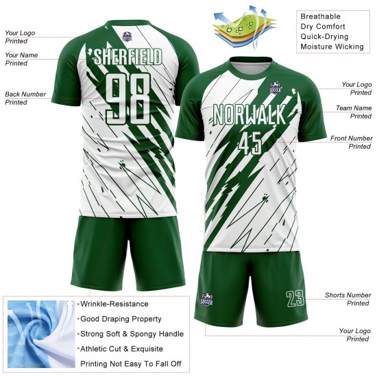 Uniforme de fútbol Kelly White personalizado, camiseta de sublimación verde
