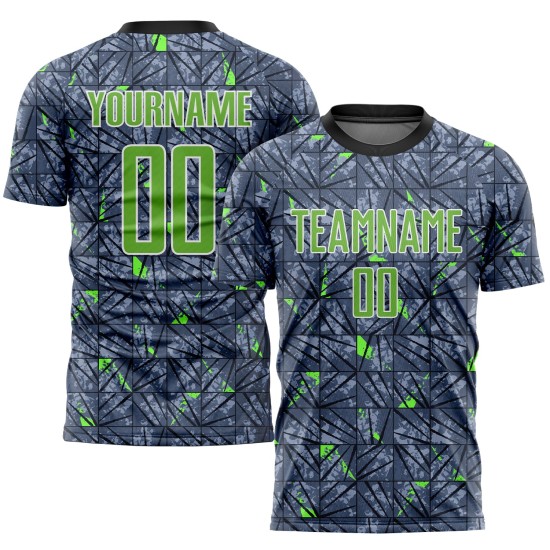 Camiseta de fútbol gris personalizada con sublimación neón verde y negro Camiseta de fútbol gris personalizada con sublimación neón verde y negro