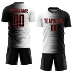 Camiseta de fútbol negra con degradado de sublimación blanco y rojo, uniforme personalizado