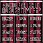 Camiseta de fútbol personalizada de sublimación en negro carmesí y blanco.