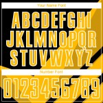 Uniforme de fútbol de sublimación con formas de flecha, camiseta dorada personalizada, negro y blanco