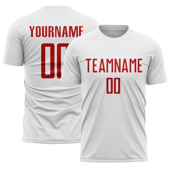 Camiseta de fútbol personalizada de sublimación, uniforme rojo y blanco