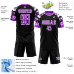 Camiseta de fútbol personalizada con estampado de animales, color morado y blanco, sublimación, color negro