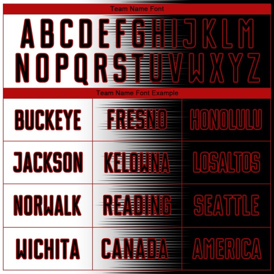 Camiseta de fútbol negra con degradado de sublimación blanco y rojo, uniforme personalizado