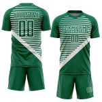 Camiseta de sublimación blanca a rayas personalizada Kelly Uniforme de fútbol verde