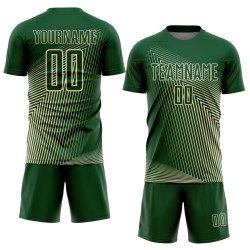 Camiseta de fútbol personalizada con líneas verdes y crema por sublimación