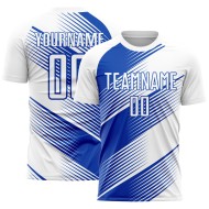 Camiseta de fútbol personalizada Blue Line Thunder Sublimación Uniforme Blanco