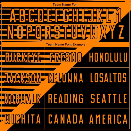 Camiseta de fútbol personalizada con rayas naranjas y sublimación negra