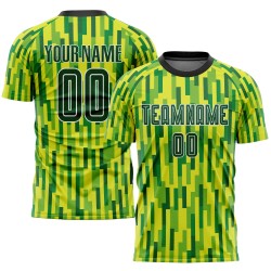 Camiseta de fútbol personalizada verde neón, sublimación verde-dorada