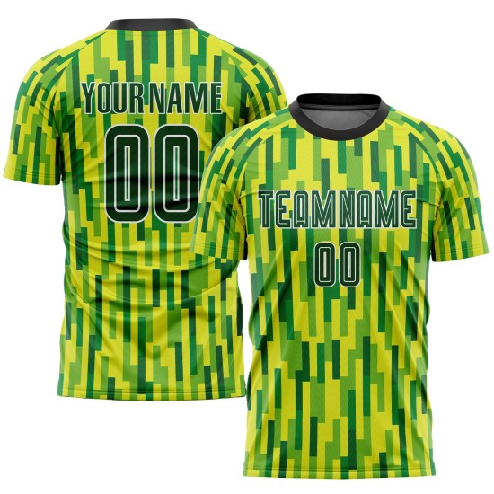 Camiseta de fútbol personalizada verde neón, sublimación verde-dorada