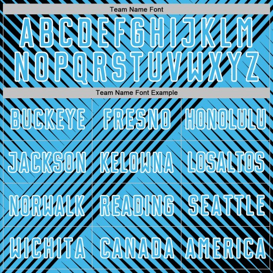 Camiseta de fútbol personalizada azul-blanca de línea de sublimación negra, uniforme Sky