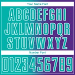 Camiseta de fútbol morada personalizada con degradado de línea blanca aguamarina y sublimación