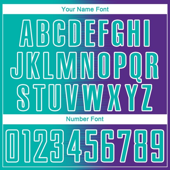 Camiseta de fútbol morada personalizada con degradado de línea blanca aguamarina y sublimación