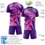 Uniforme de fútbol rosa con patrón personalizado, camiseta geométrica de sublimación morada