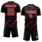 Uniforme de fútbol sublimado personalizado, camiseta negra, roja y blanca