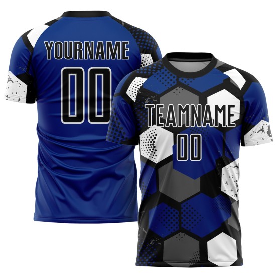 Uniforme de fútbol personalizado de sublimación, camiseta negra y blanca
