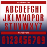 Camiseta de fútbol personalizada blanca con sublimación desvanecida, manga larga, color rojo y azul marino