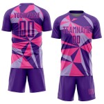 Uniforme de fútbol rosa con patrón personalizado, camiseta geométrica de sublimación morada