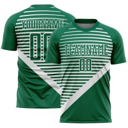 Camiseta de sublimación blanca a rayas personalizada Kelly Uniforme de fútbol verde