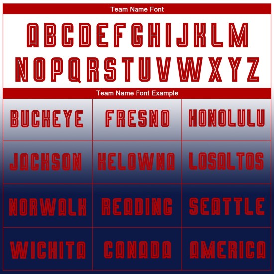 Camiseta de fútbol personalizada blanca con sublimación desvanecida, manga larga, color rojo y azul marino