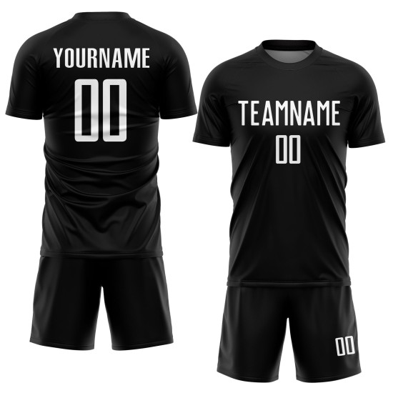 Uniforme de fútbol personalizado blanco sublimado camiseta negra