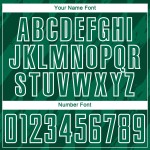 Camiseta de fútbol personalizada con diseño geométrico verde Kelly y formas blancas para sublimación