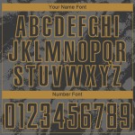 Uniforme de fútbol personalizado dorado con sublimación, arte abstracto, gris-negro antiguo grunge