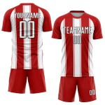 Camiseta de fútbol personalizada de línea roja, blanco y negro, sublimación