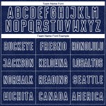 Camiseta de fútbol personalizada con diseño geométrico de sublimación en color azul marino y blanco.