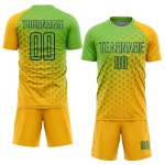 Camiseta de fútbol personalizada de sublimación en verde azulado y dorado neón