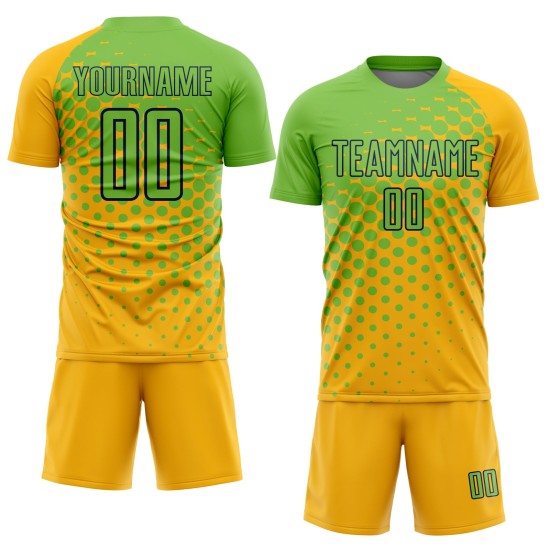 Camiseta de fútbol personalizada de sublimación en verde azulado y dorado neón
