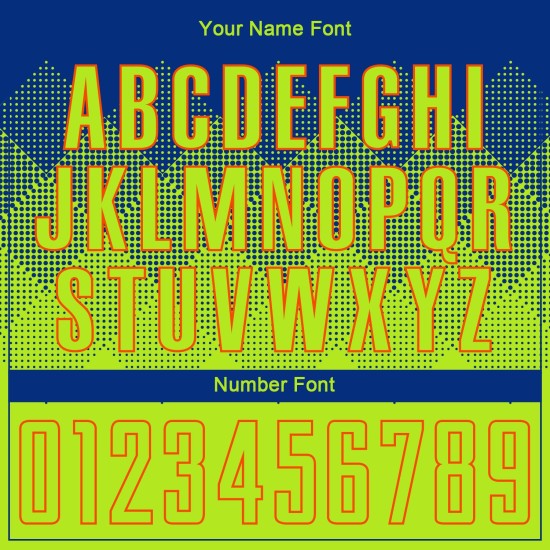 Camiseta de fútbol personalizada de sublimación neón, color verde y naranja.