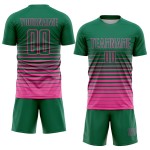 Camiseta de fútbol personalizada Kelly con sublimación, de rayas verdes y rosas, de moda