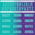 Camiseta de fútbol morada personalizada con degradado de línea blanca aguamarina y sublimación