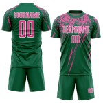 Camiseta de fútbol sublimada verde rosa y blanca personalizada Kelly